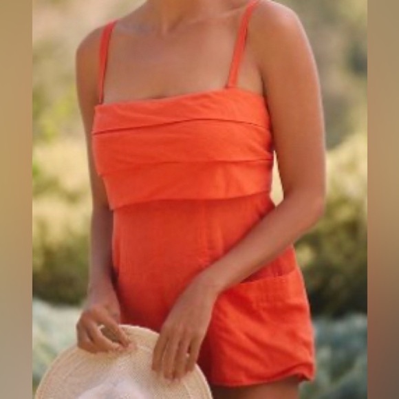 Anthropologie Pants - Anthropologie strapless linen romper size XL